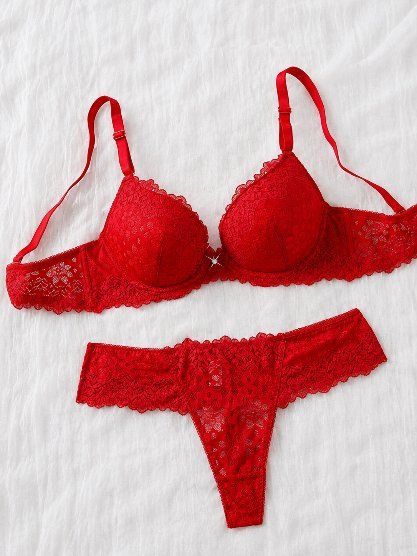 Conjunto de Lingerie Vermelho com Laço - imagem 1