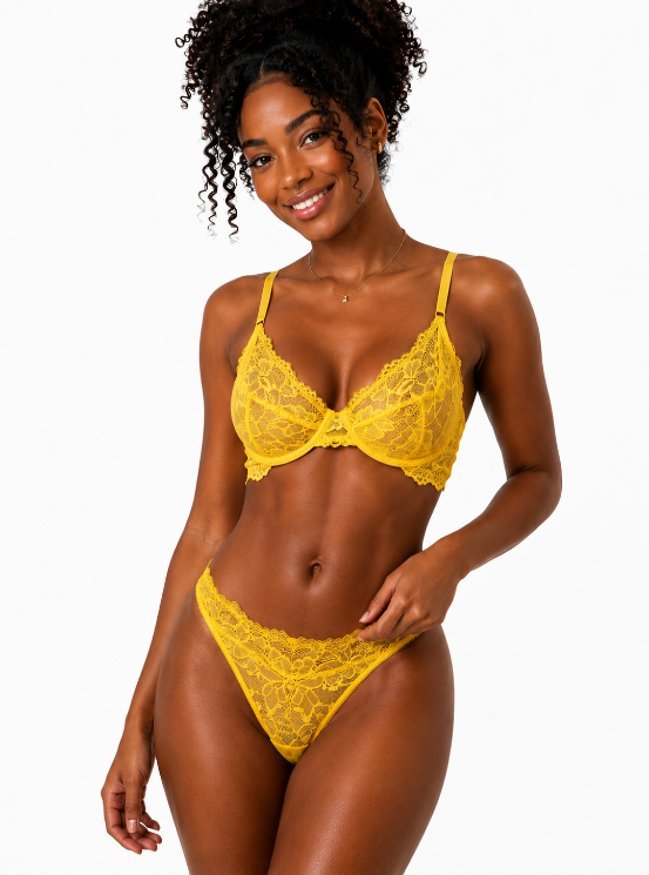 Conjunto de Lingerie Renda Floral