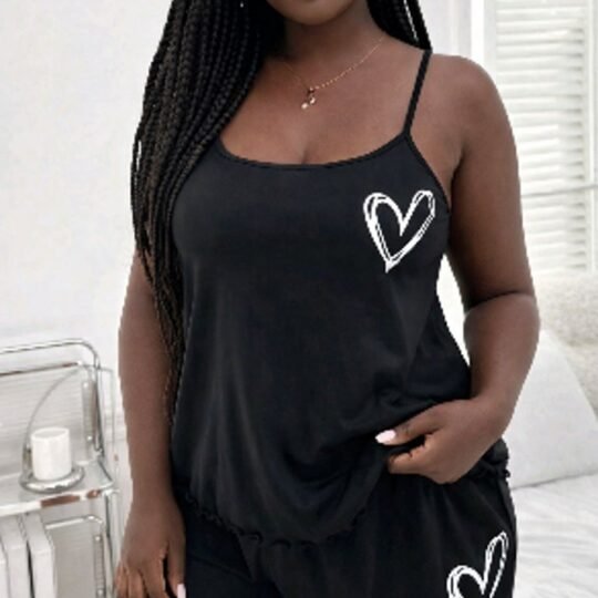 Conjunto de pijama Plus Size - estampa de corações